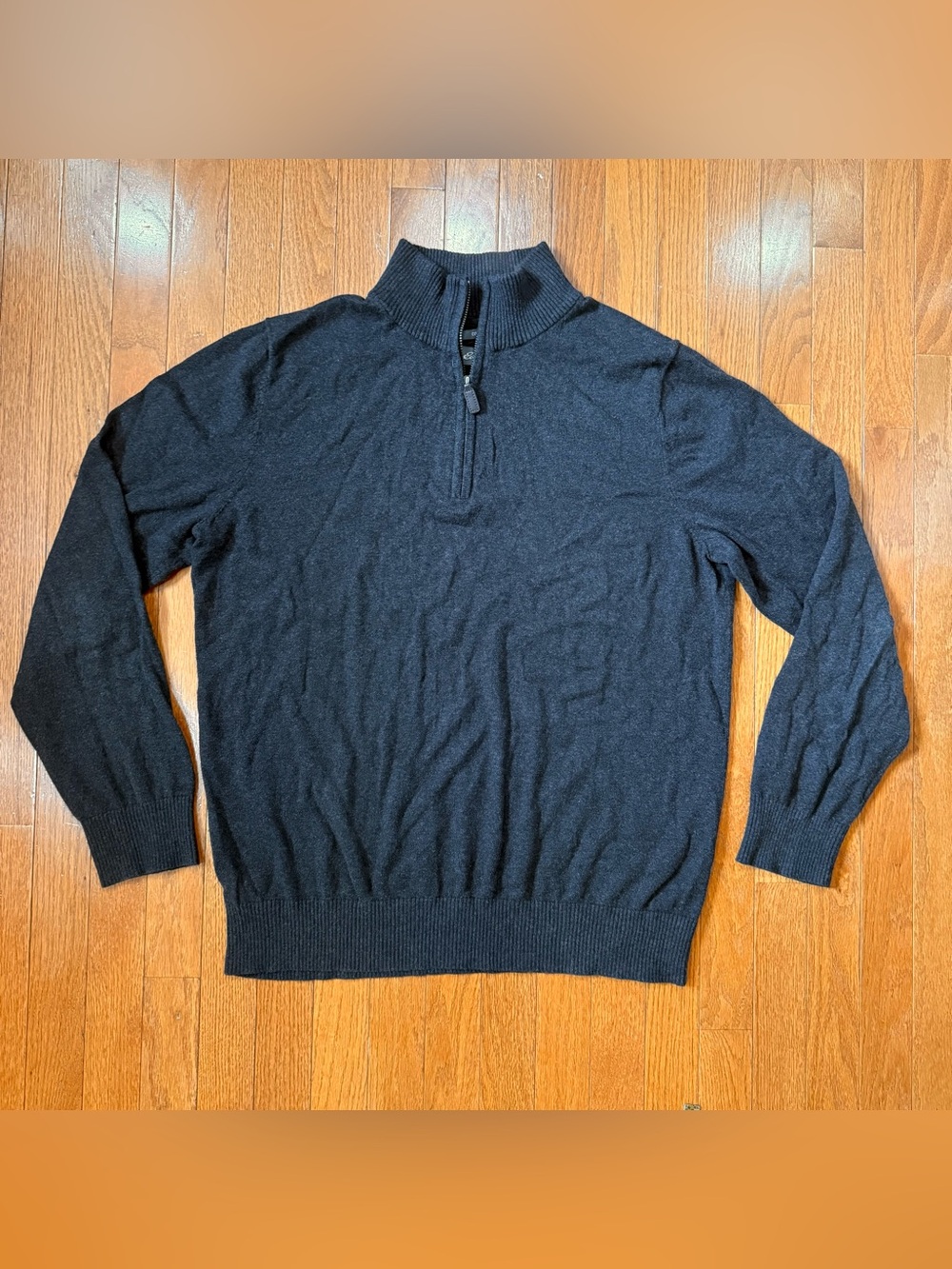 Eddie Bauer Men’s Large Tall LT Cotton Cashmere Quarter 1/4 Zip Pullover Sweater